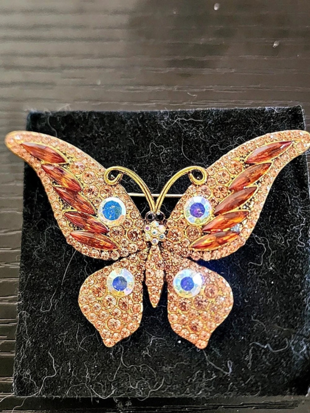 Butterfly Brooch in Orange & Gold